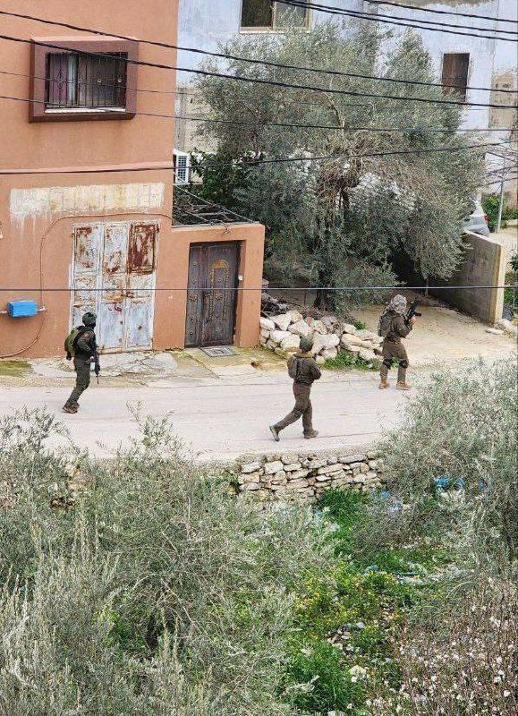Israeli security forces storm the village of Madama, south of Nablus.
