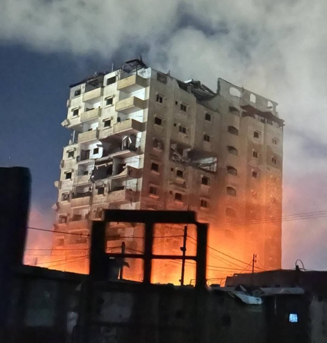 Rafah: The Israeli army attacked the largest residential building in the city tonight, and as a result a wing of the building was destroyed