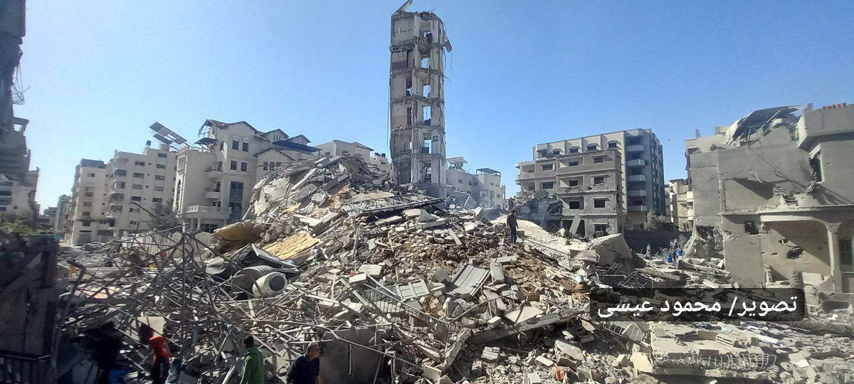 Remains of Al-Qadisiyah Tower in the vicinity of Al-Saraya Junction in the center of Gaza City