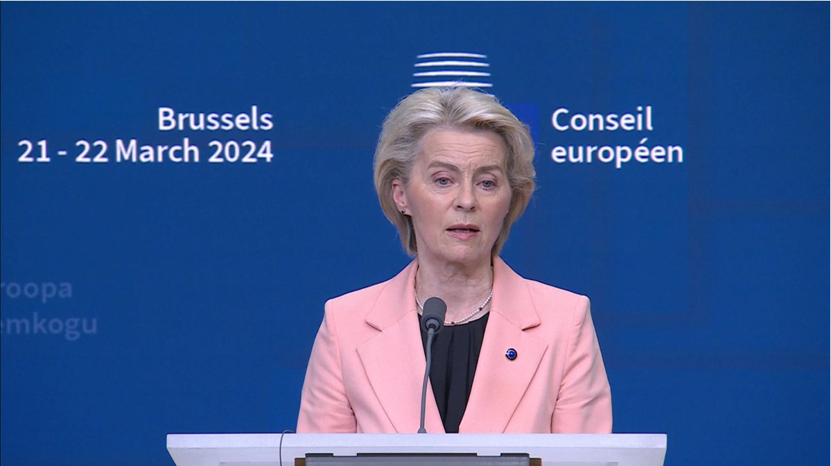 Gaza is on the verge of famine says EU President von der Leyen after EUCO.   A catastrophic humanitarian situation. Full, rapid, safe and unhindered humanitarian access into Gaza via all routes is essential. 500 trucks or equivalent a day need to enter by land, air and sea