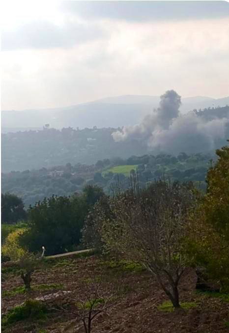 Israeli army air strikes in Houlla and Hanine