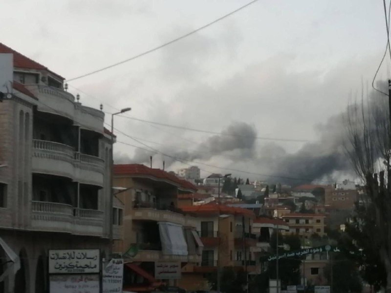 Israeli army air strikes in Beit Yahoun