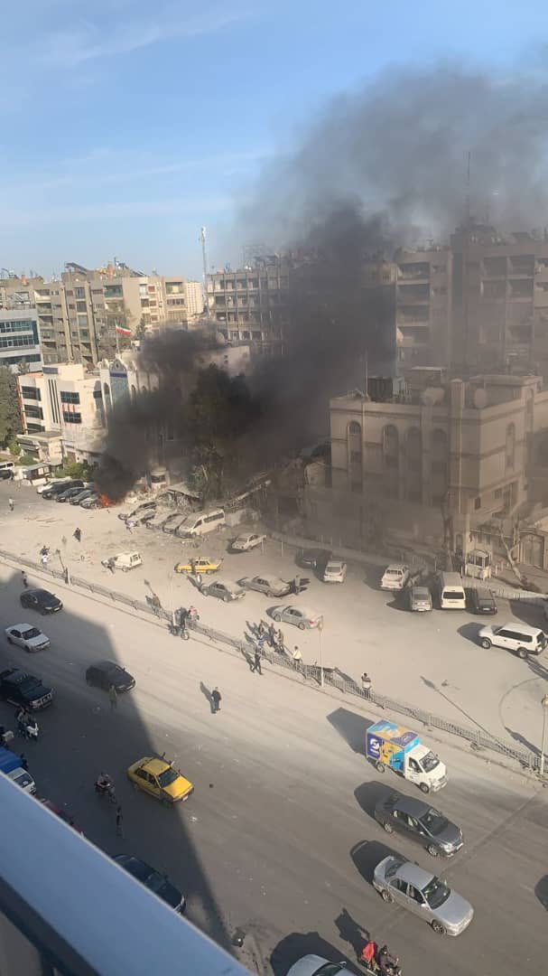 Photo shows the alleged Israeli strike in Damascus, adjacent to the Iranian embassy