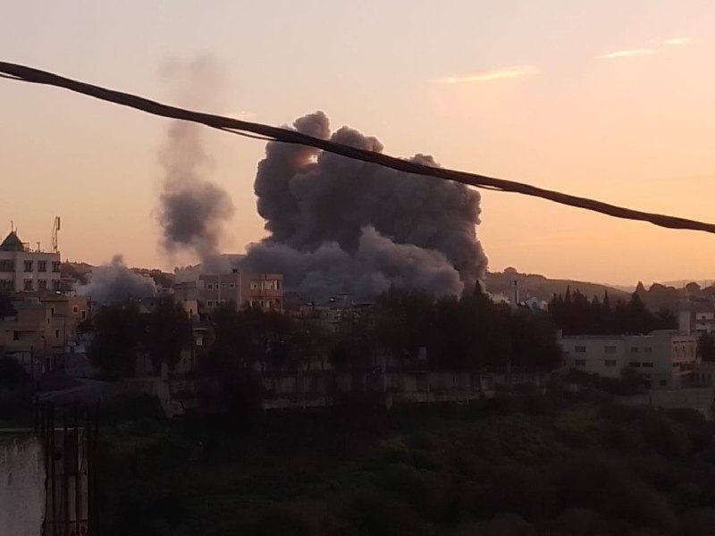 Israeli army air strikes in Meis Al Jabel and Blida earlier today