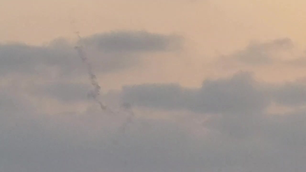 Iron Dome seen intercepting a rocket over the Sderot area a short while ago.