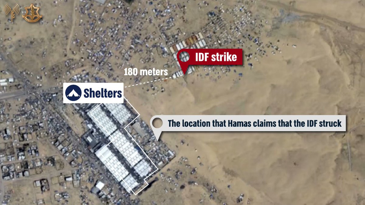 The Israeli military released information from the investigation into the Rafah strike: The infographic details where the strike occurred despite Hamas' claim that it was closer to where Palestinians were sheltering