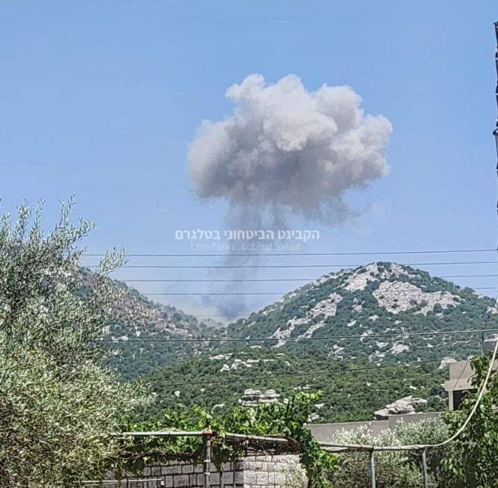 Israeli army air strikes in the mountainous areas near Rihan