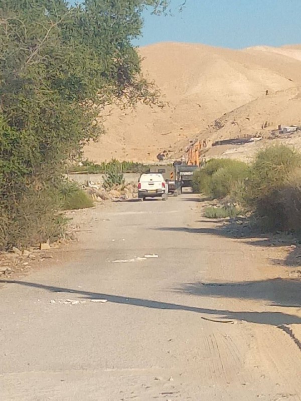 Israeli security forces accompanied by demolition vehicles storm the Al-Duyouk area in the city of Jericho.