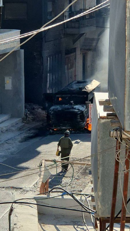 A report of a military vehicle that caught fire after being hit by a Molotov cocktail in the village of Artas in the Bethlehem area