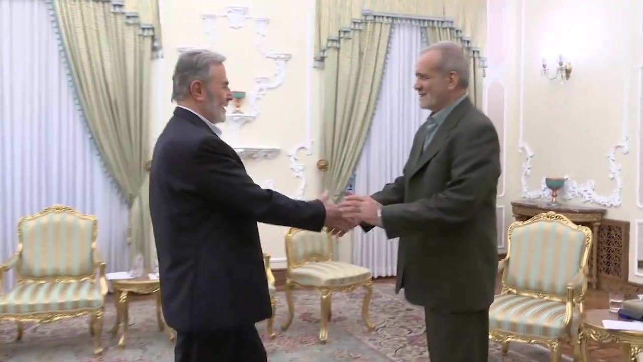 Leader of Palestinian Islamic Jihad, Ziyad Al-Nakhalah, met Iran's President Masoud Pezeshkian in Tehran. Iranian president said, Iran's support for Palestinian people does not change with the change of governments in Tehran. and that the support will continue with strength