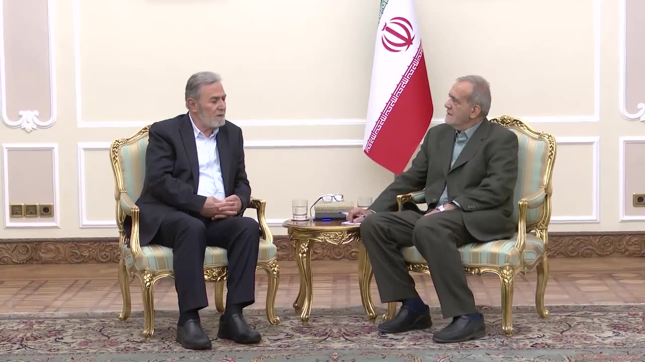 Leader of Palestinian Islamic Jihad, Ziyad Al-Nakhalah, met Iran's President Masoud Pezeshkian in Tehran. Iranian president said, Iran's support for Palestinian people does not change with the change of governments in Tehran. and that the support will continue with strength