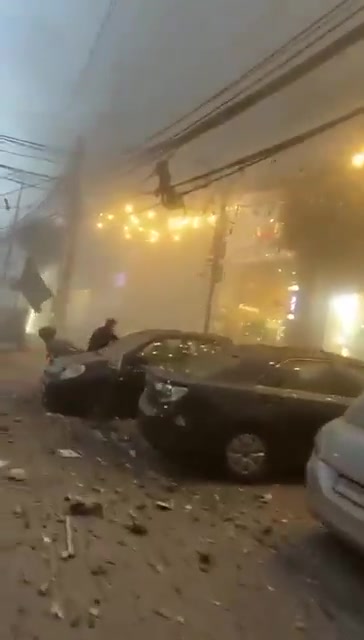 A building belonging to Hezbollah in Haret Hreik in the southern suburb of Beirut was bombed by Israel. It is close to Hassanein Mosque and Bahman Hospital