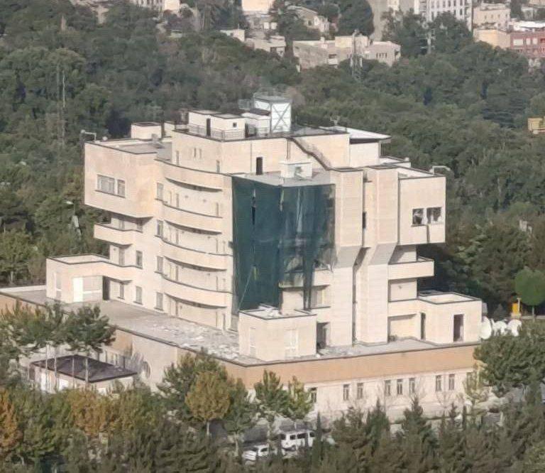 Geolocation of the building in northern Tehran where Ismail Haniyeh was reportedly assassinated: 35.81931, 51.41559. An Iranian official shared the image with @farnazfassihi, and it is circulating on Telegram. Green cloth and rubble is visible on the east side of the building