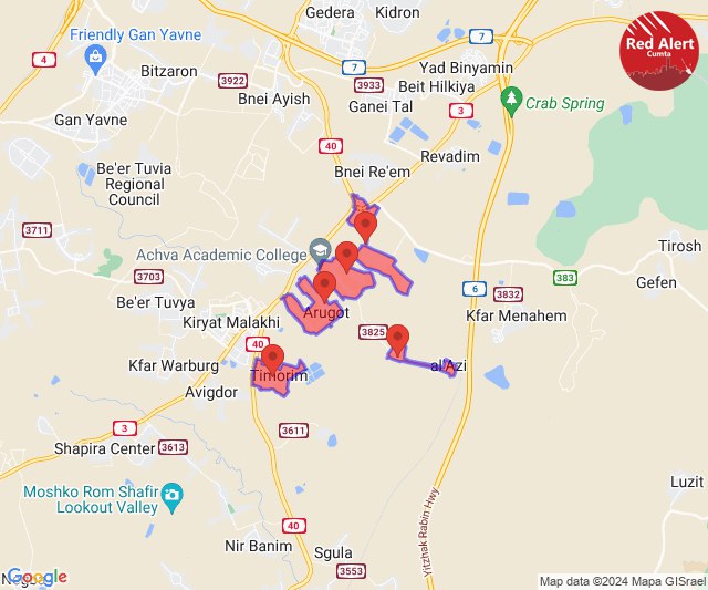 Sirenas de cohetes suenan cerca de Kiryat Malakhi, en el sur de Israel. Relativamente más al norte de Gaza en comparación con los últimos meses