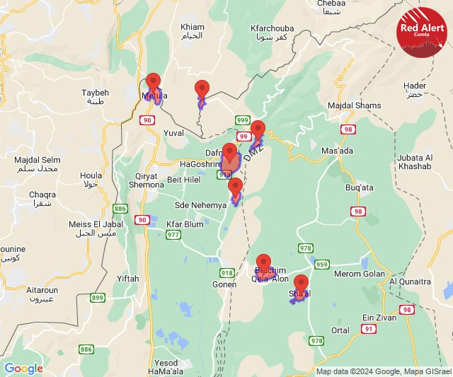 Air raid alerts in Northern Israel/Golan Heights