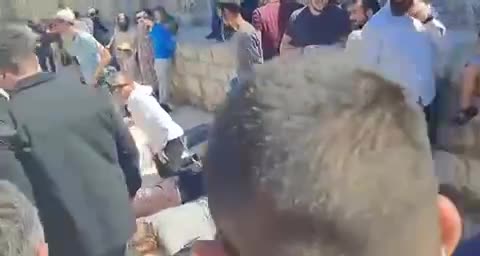 Religious Jews bow on the Temple Mount in the presence of National Security Minister Itamar Ben Gabir.