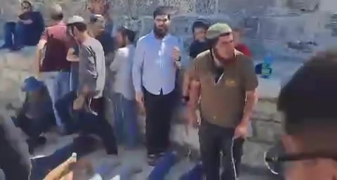 Religious Jews bow on the Temple Mount in the presence of National Security Minister Itamar Ben Gabir.