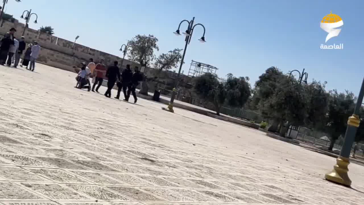 Settler groups storm the Al-Aqsa Mosque under the protection of forces.