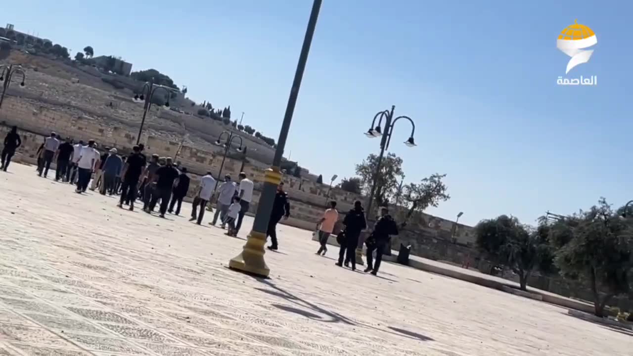 Settler groups storm the Al-Aqsa Mosque under the protection of forces.