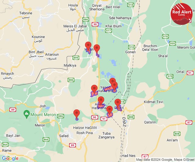 Alertas de drones en la zona de Ayelet Hashahar en el norte de Israel