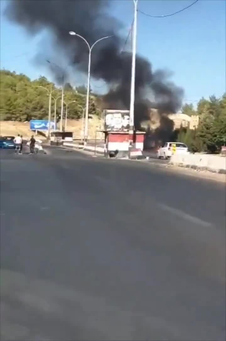 Damascus-Beirut road, near Hajz (military post/checkpoint) Al-Zabadani. It is said that the air attack was carried out by an Israeli drone and killed people