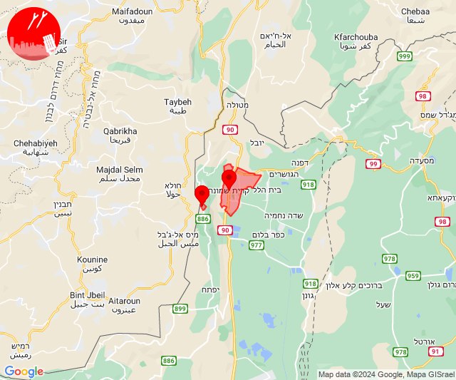 Alerta de amenaza de misiles en Kiryat Shmona