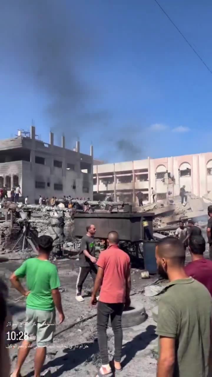 Two buildings used by Hamas in Gaza City's Sheikh Radwan neighborhood, close to a school used as a shelter for displaced Palestinians, was struck by Israeli fighter jets earlier today, the IDF says.

