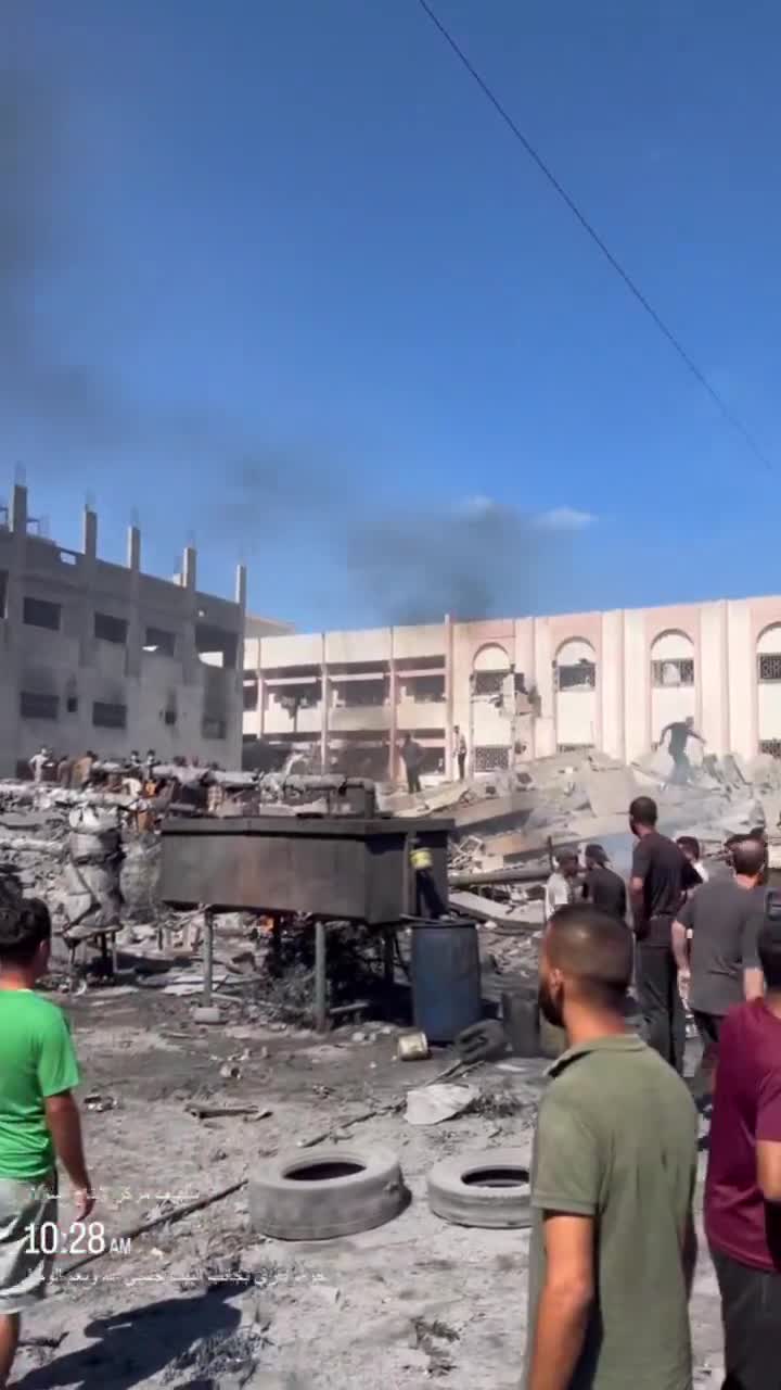 Two buildings used by Hamas in Gaza City's Sheikh Radwan neighborhood, close to a school used as a shelter for displaced Palestinians, was struck by Israeli fighter jets earlier today, the IDF says.

