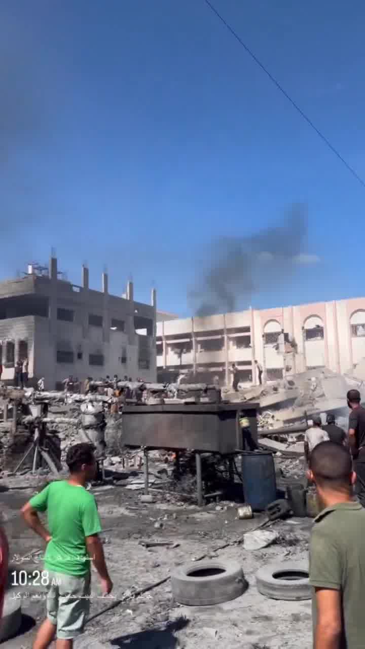 Two buildings used by Hamas in Gaza City's Sheikh Radwan neighborhood, close to a school used as a shelter for displaced Palestinians, was struck by Israeli fighter jets earlier today, the IDF says.

