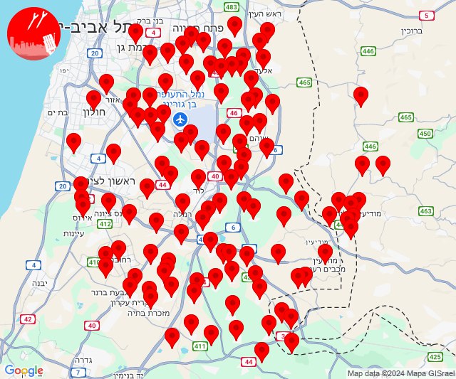 Alertas masivas de misiles en el centro de Israel