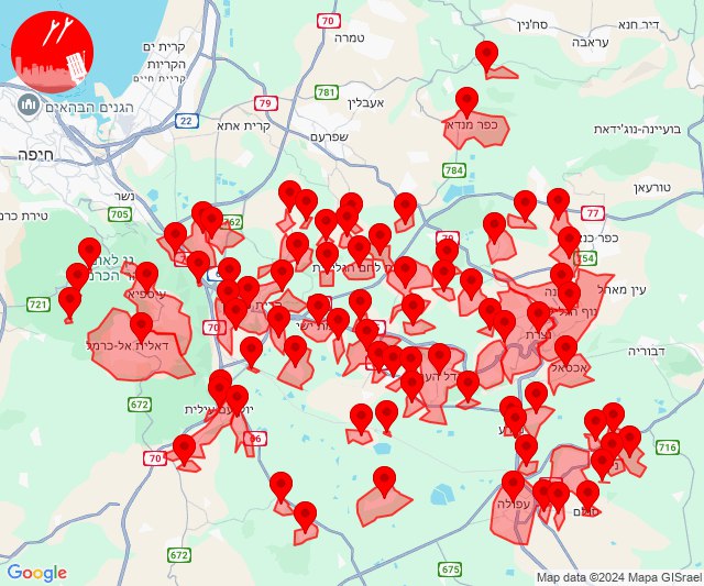 Alertas de amenaza masiva de misiles en áreas al sureste de Haifa