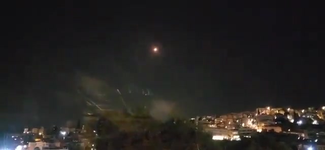 Interceptors being launched from near Haifa, against incoming Projectiles launched from Southern Lebanon