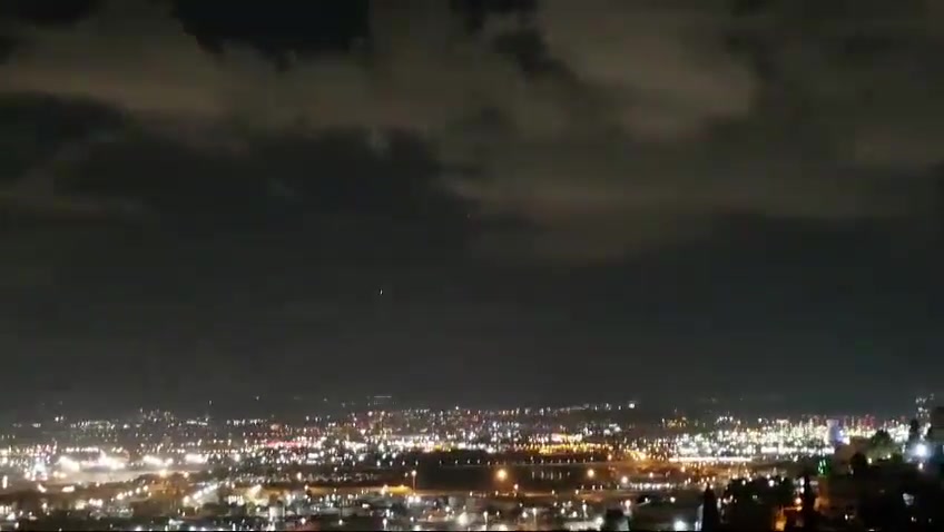 Iron Dome interceptor missiles are seen over northern Israel