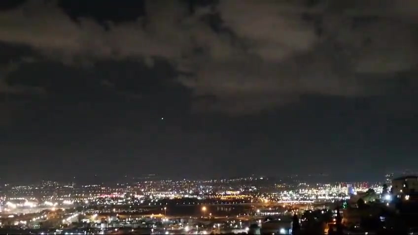 Iron Dome interceptor missiles are seen over northern Israel