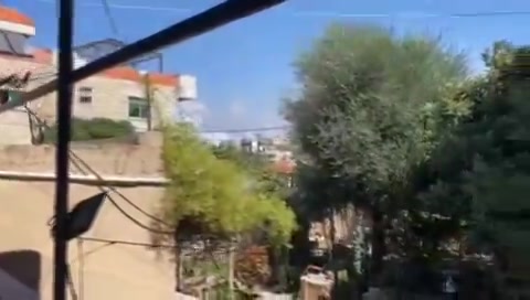 Moment of bombing of the town of Al-Kharayeb in southern Lebanon