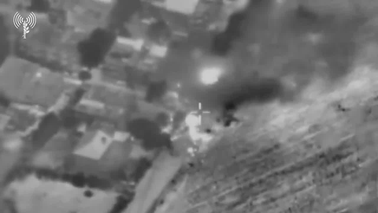 The Israeli army releases footage of secondary blasts seen following an Israeli airstrike on a building in southern Lebanon's Jabal al-Botm, which it says was used by Hezbollah to store weapons