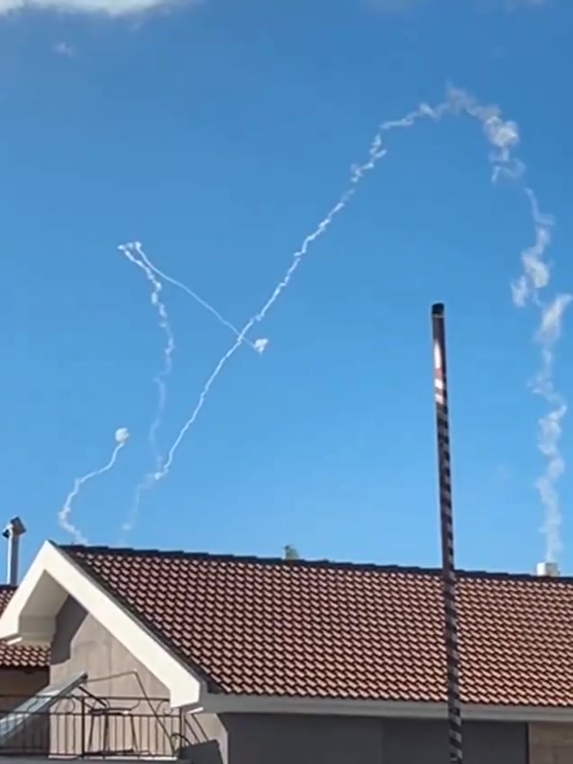 The Iron Dome working hard earlier over the City of Safed in Northern Israel