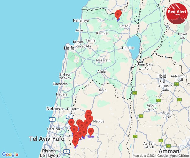 Waarschuwingen geactiveerd ten noordoosten van Tel Aviv