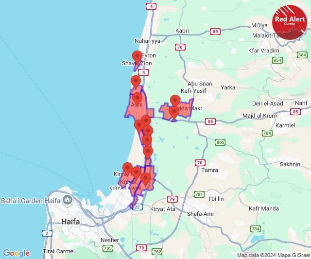 Rocket alert sirens across the Haifa Bay