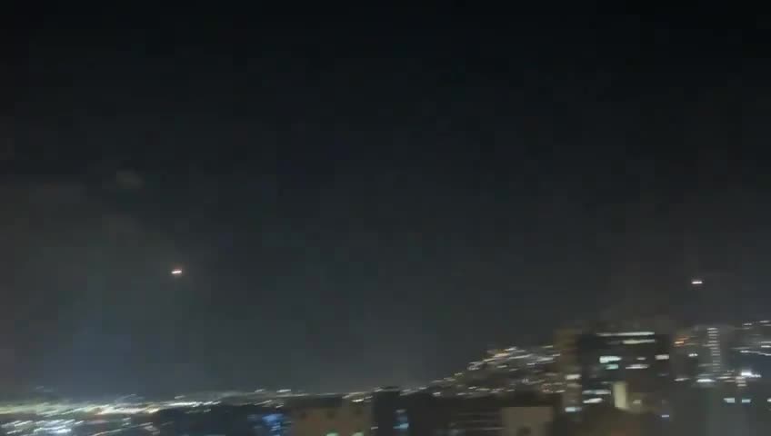 Israeli missile defense interceptors over Haifa a short time ago