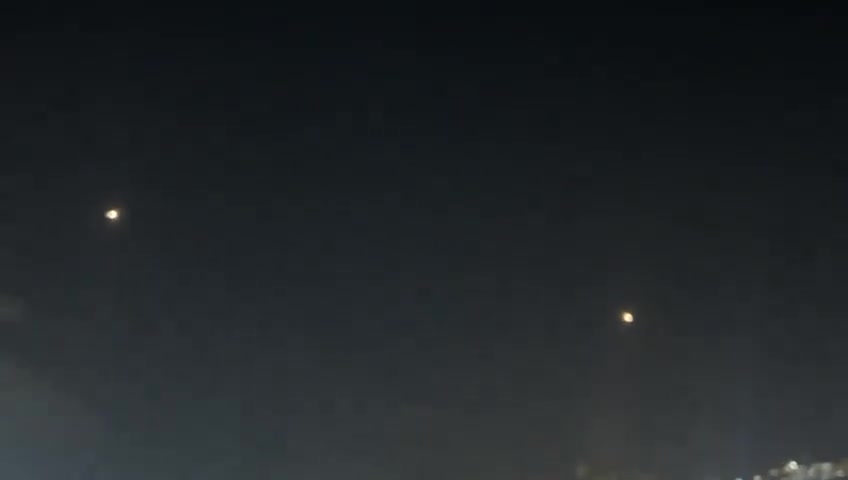 Israeli missile defense interceptors over Haifa a short time ago