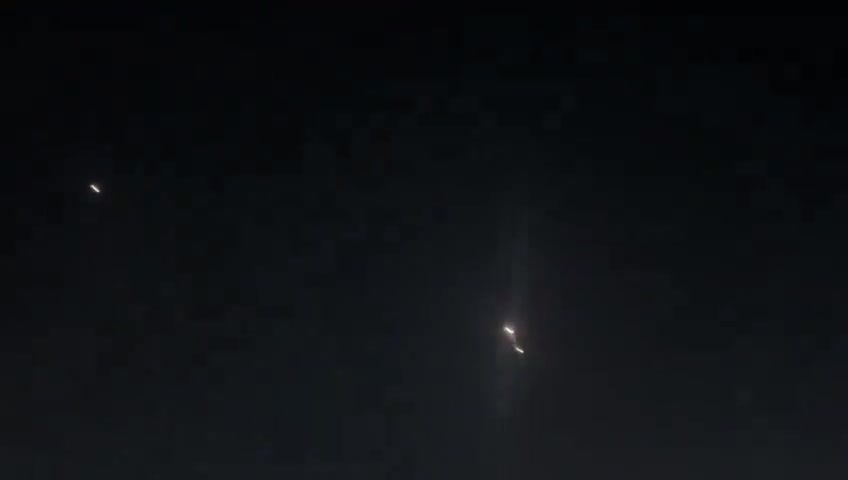 Israeli missile defense interceptors over Haifa a short time ago