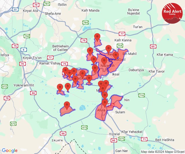 Barragem de mísseis lançada nas áreas a sudeste de Haifa