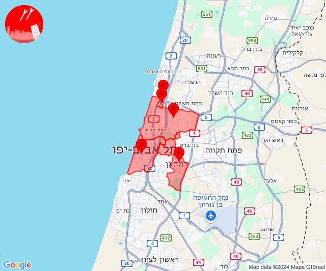 Alertas de foguetes no centro da cidade de Tel Aviv