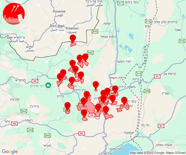 Barragem de foguetes em direção à área de Safed