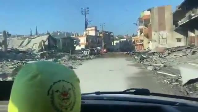 The effects of the raids that targeted the entrance to the town of Adshit, Nabatieh District, southern Lebanon, at dawn today