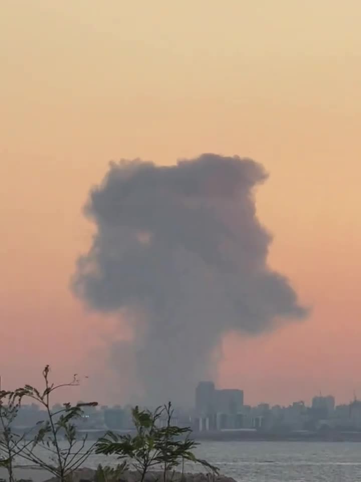 Smoke plume over Beirut from airstrike