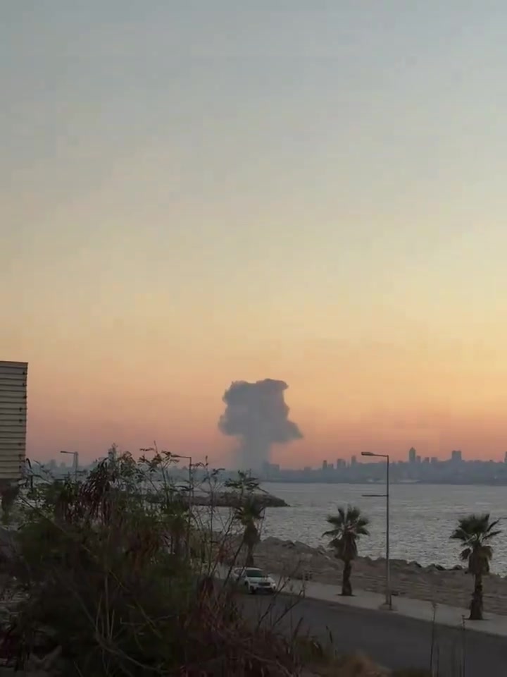 Smoke plume over Beirut from airstrike