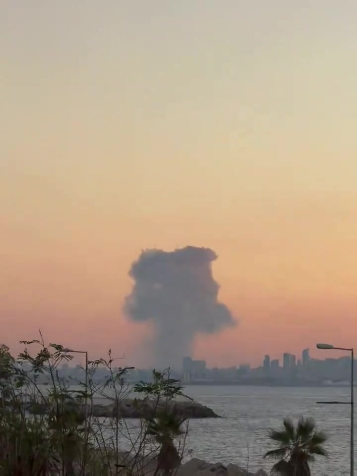 Smoke plume over Beirut from airstrike