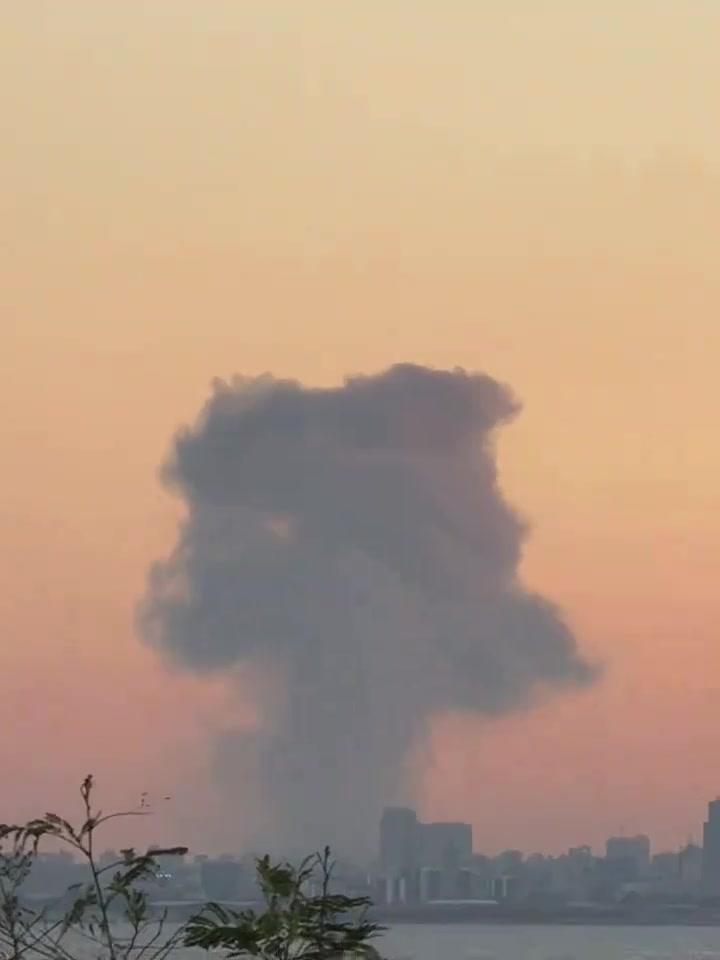 Smoke plume over Beirut from airstrike